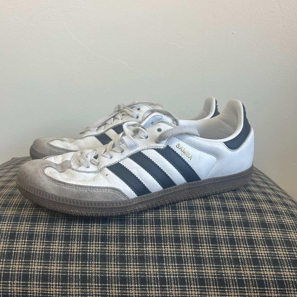 GUC Adidas Samba OG Sneakers Size 9.5 White Black Gum B75806 Retro Classic